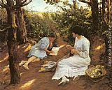 Stanhope Paintings - Amongst the Pines by Stanhope Alexander Forbes